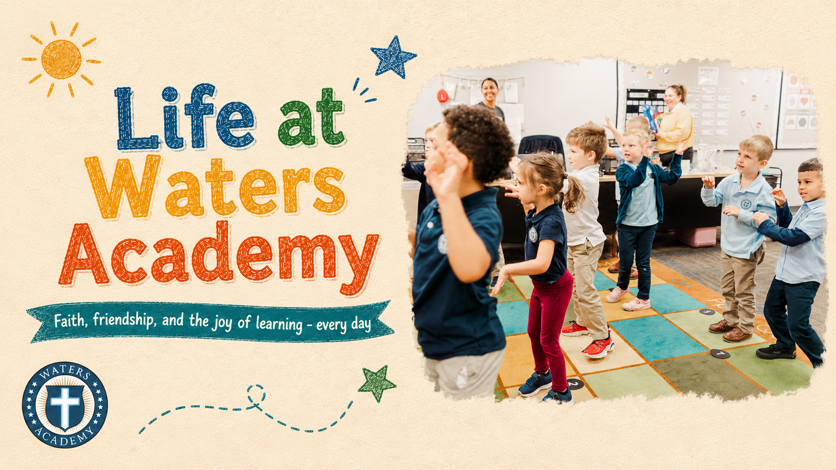 Life at Waters Academy — students learning and playing together