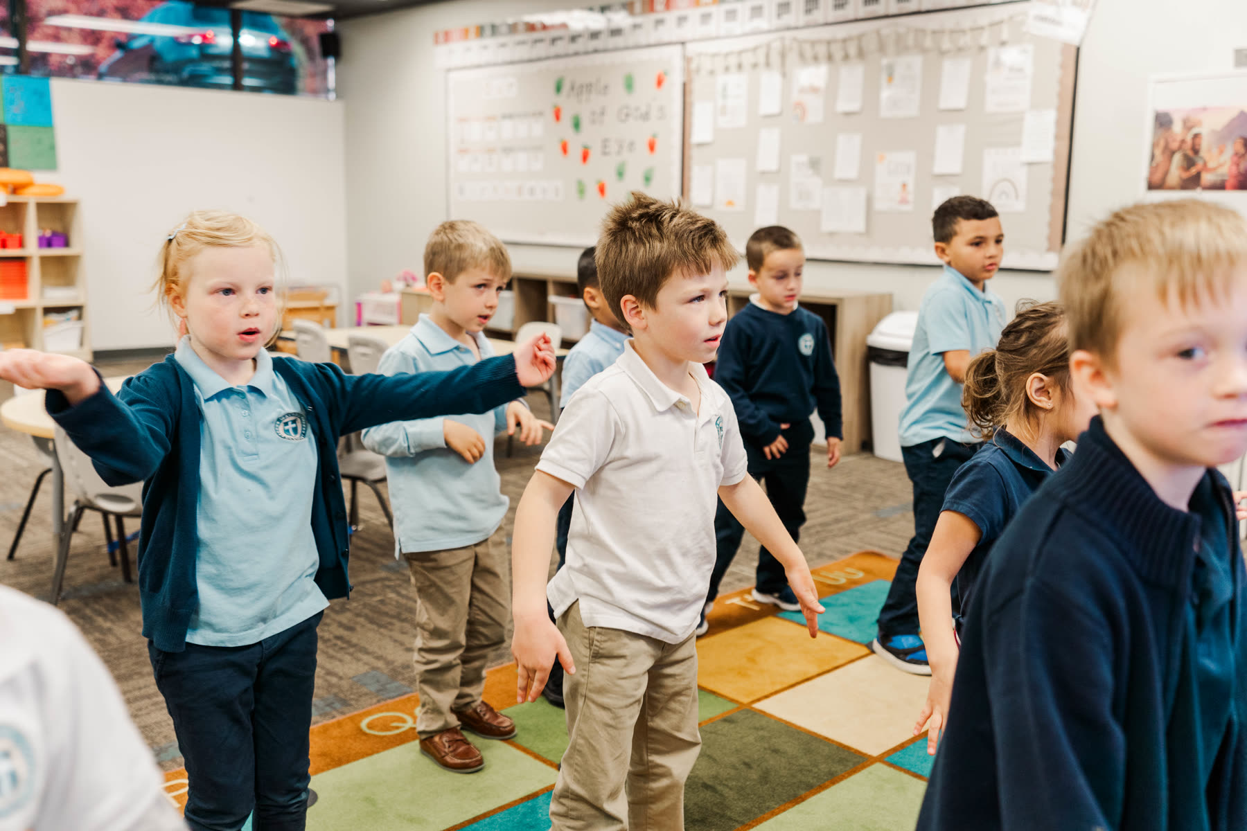 Students engaged in a lively classroom lesson